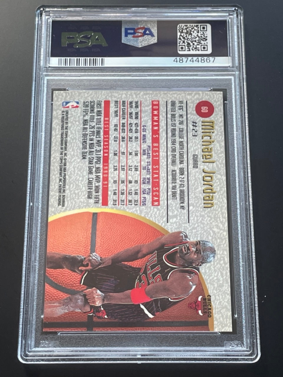 1997 Bowman's Best Michael Jordan #60 PSA 9 Chicago Bulls - back
