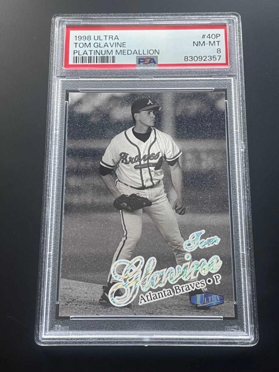 1998 Fleer Ultra Tom Glavine Platinum Medallion #40P /100 PSA 8 Atlanta Braves