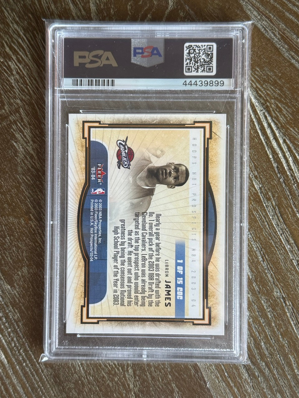 2003 Hoops Hot Prospects LeBron James RC Cream of The Crop #1 PSA 10 - back
