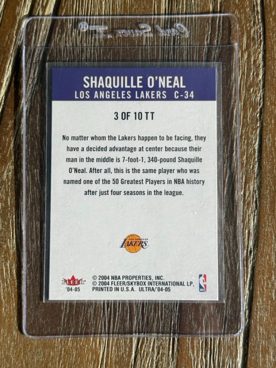 2004 Fleer Ultra Shaquille O'Neal 10 for 10 #3TT back