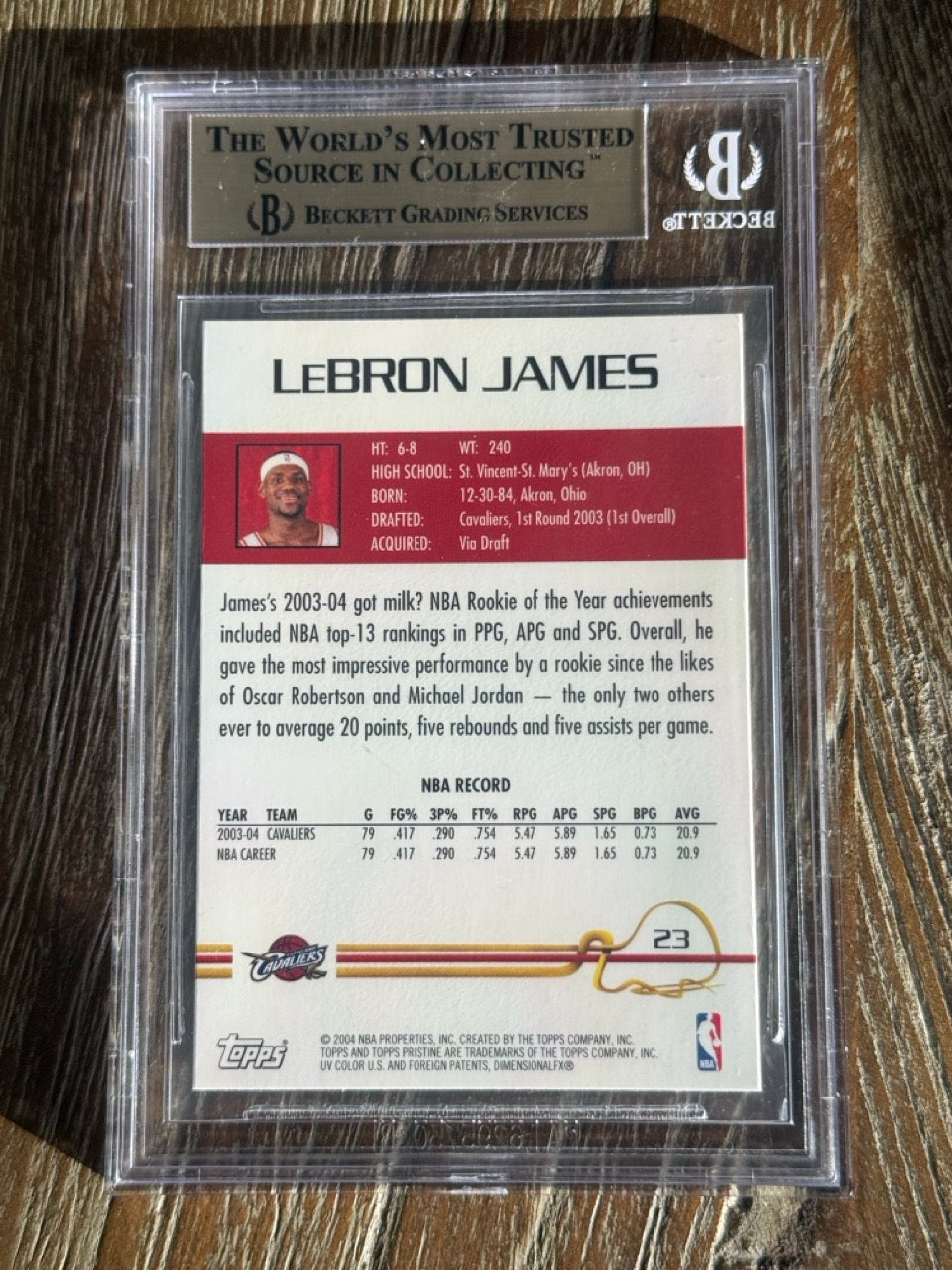 2004 Topps Pristine LeBron James #23 BGS 9.5 back