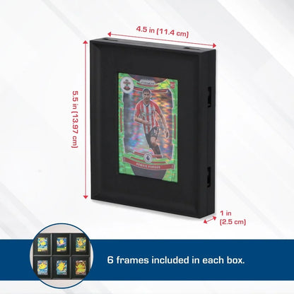 Interlocking Card Display Frames - wall mountable - single frame showing dimensions of 5.5" L x 4.5" H x 1" D