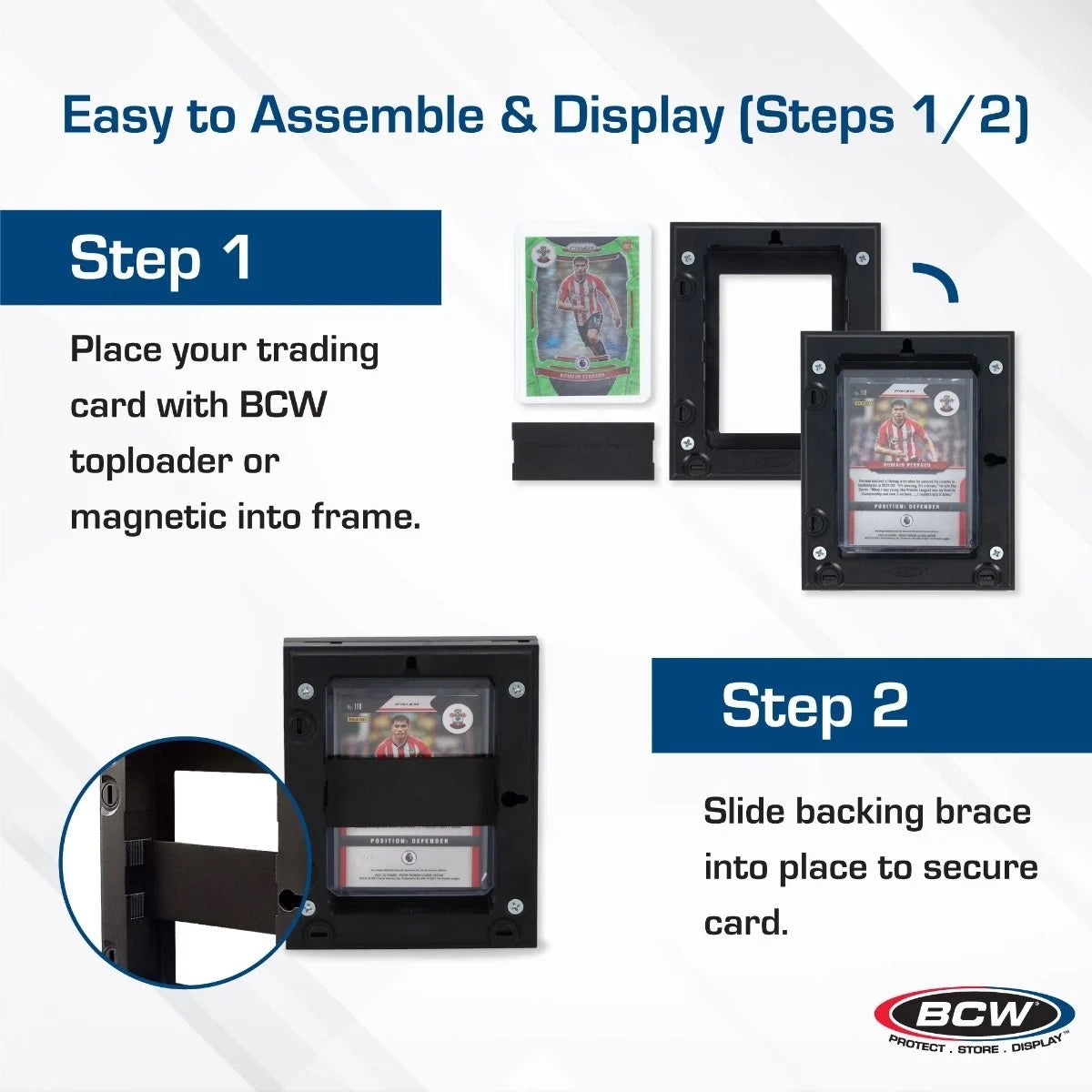 Interlocking Card Display Frames - wall mountable - assembly steps 1 & 2