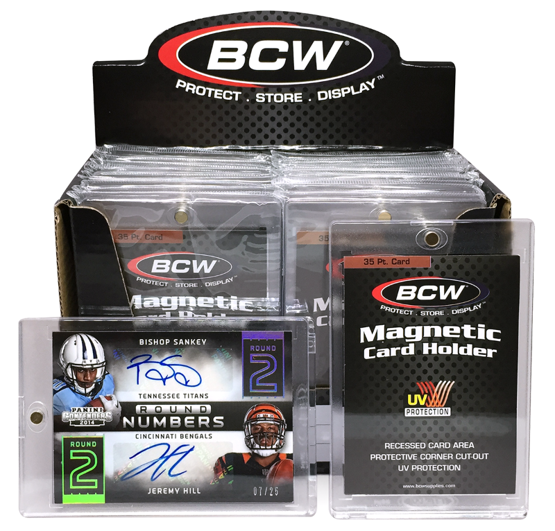 BCW Magnetic Card Holders 10-pack box 35 pt. thickness for standard sports and trading cards; featuring encased dual auto card