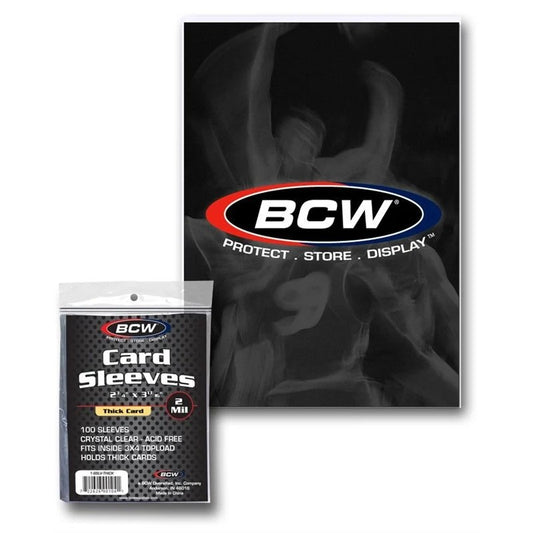 100 Pack BCW Thick Card Sleeves 1-SSLV-Thick (good for patch cards)  Sleeve Packaging pictured