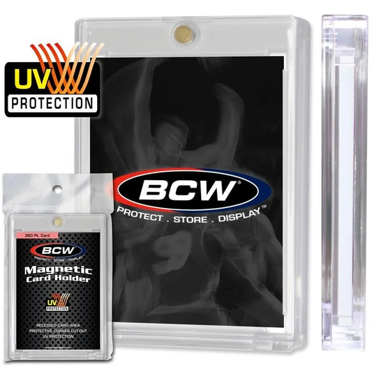 BCW Magnetic Card Holder Standard Card Size 360 PT thickness - Front and side with holder in pack UV protected