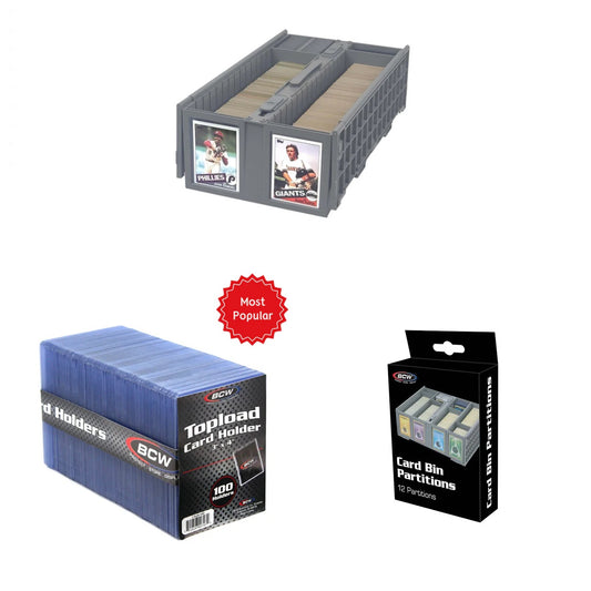 Picturing Card Storage Box, Top Loaders and Card Partitions 
