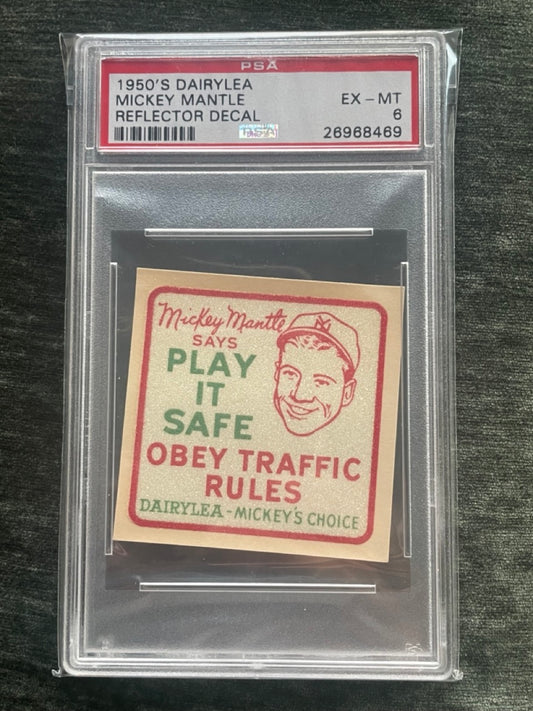 1950s Dairylea reflector decal Mickey Mantle PSA 6 EX-MINT Condition NY Yankees