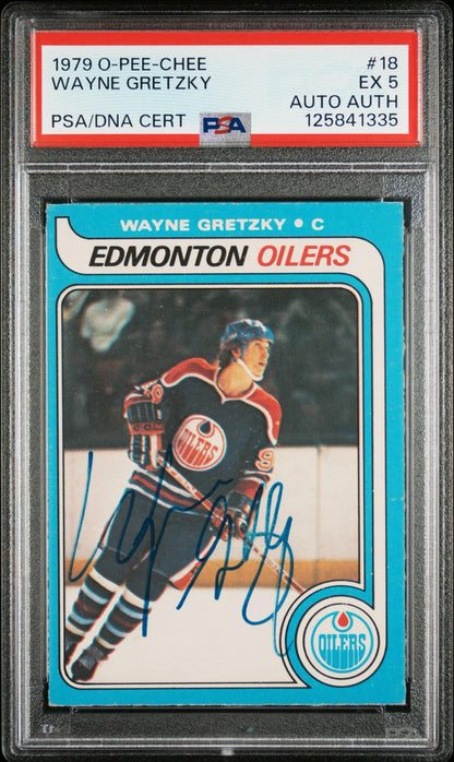 1979 O-Pee-Chee Wayne Gretzky Rookie #18 Auto PSA 5 Auto Auth