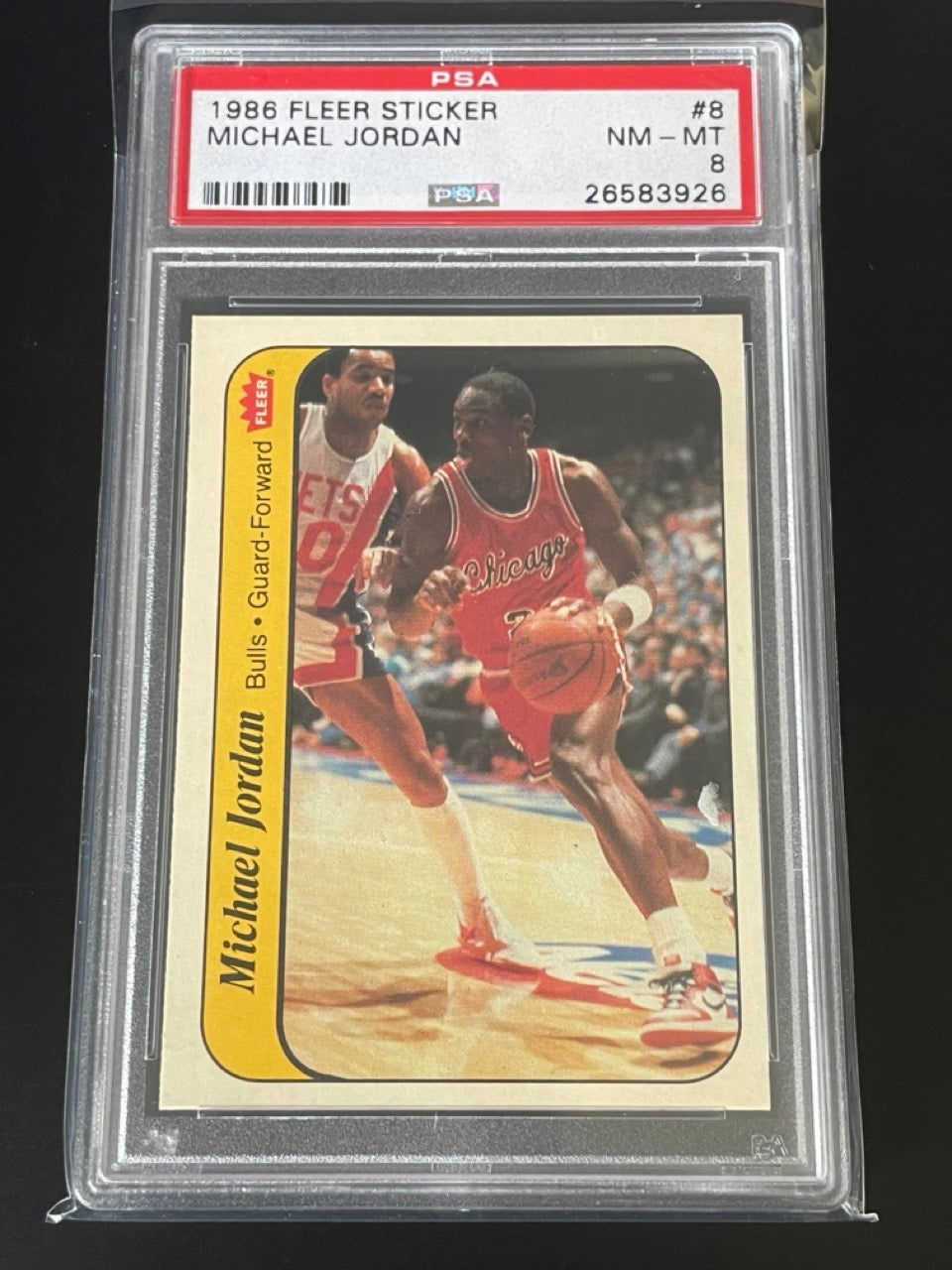 1986 Fleer Sticker Michael Jordan Rookie Card #8 PSA 8 Chicago Bulls