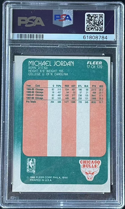 1988 Fleer Michael Jordan #17 PSA 6 EX-MT - back