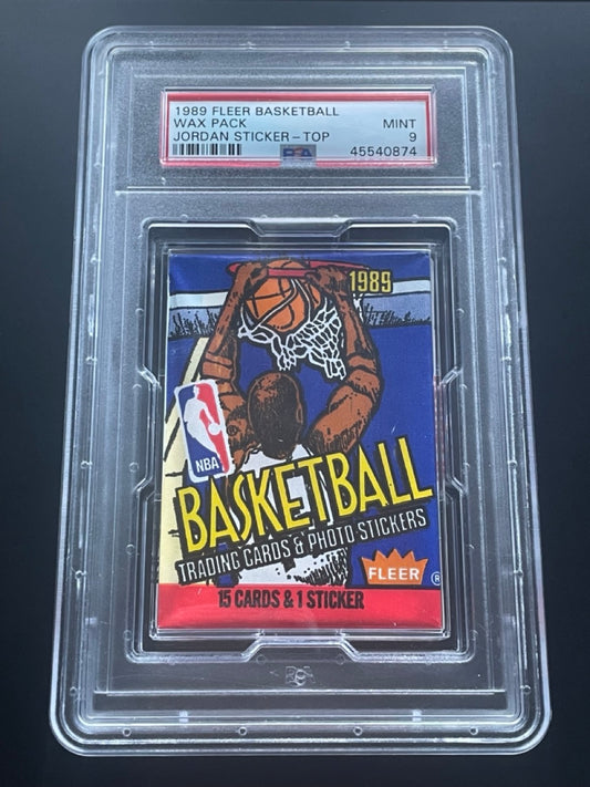 1989 Fleer Basketball Wax Pack PSA 9 Jordan Sticker Top