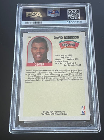 1989 Hoops David Robinson #138 Rookie PSA 6 San Antonio Spurs - back