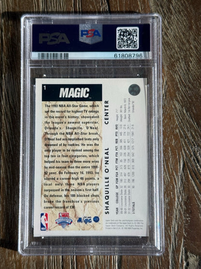 1992 Upper Deck Shaquille O'Neal #1 PSA 8 back