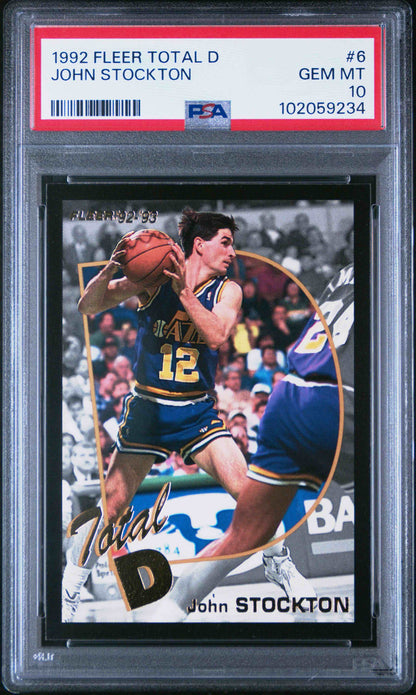 1992 Fleer John Stockton Total D #6 PSA 10