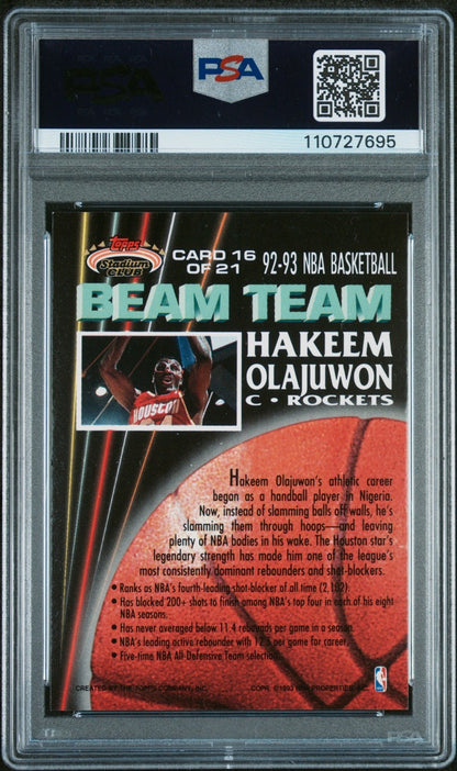 1992 Stadium Club Hakeem Olajuwon Beam Team #16 PSA 10 - back