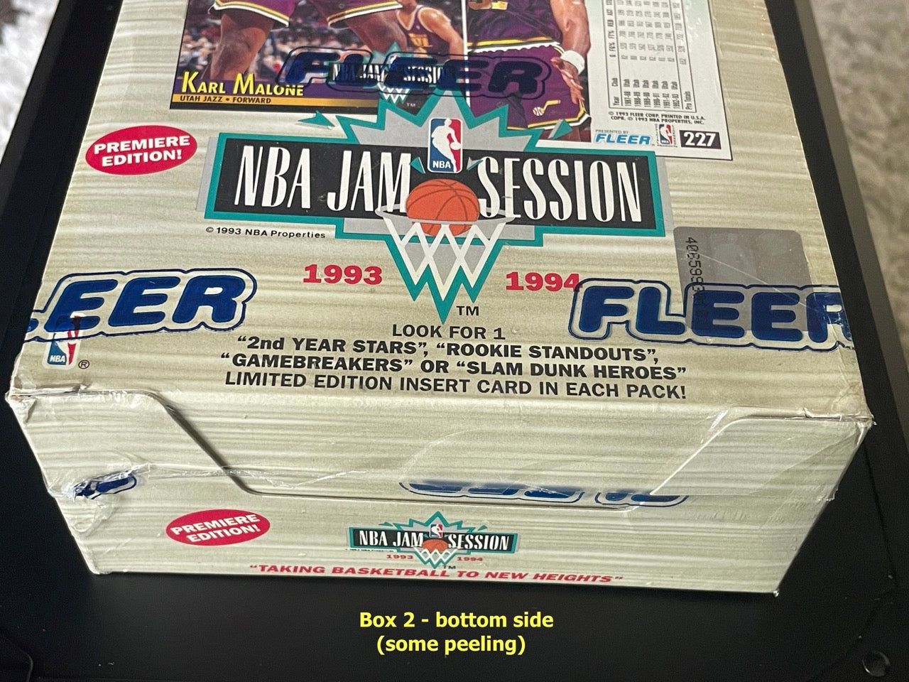 1993-94 Fleer NBA Jam Session Premiere Edition Basketball Factory Sealed Box 2 - bottom side showing some minor peeling