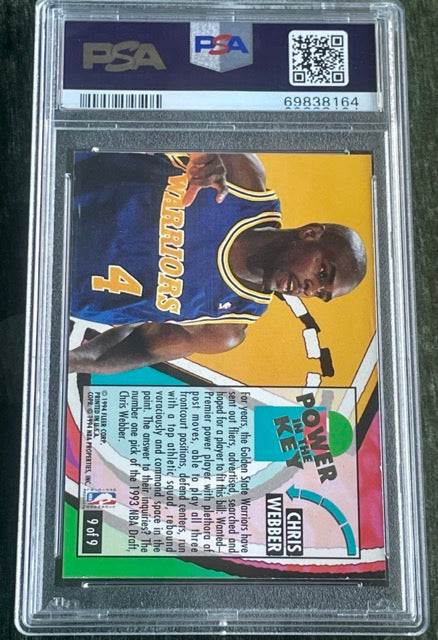 1993 Fleer Ultra Chris Webber Power In The Key #9 Rookie PSA 9 - back