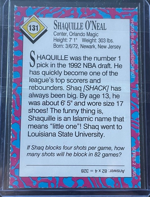 1993 Sports Illustrated For Kids Shaquille O'Neal #131 - back