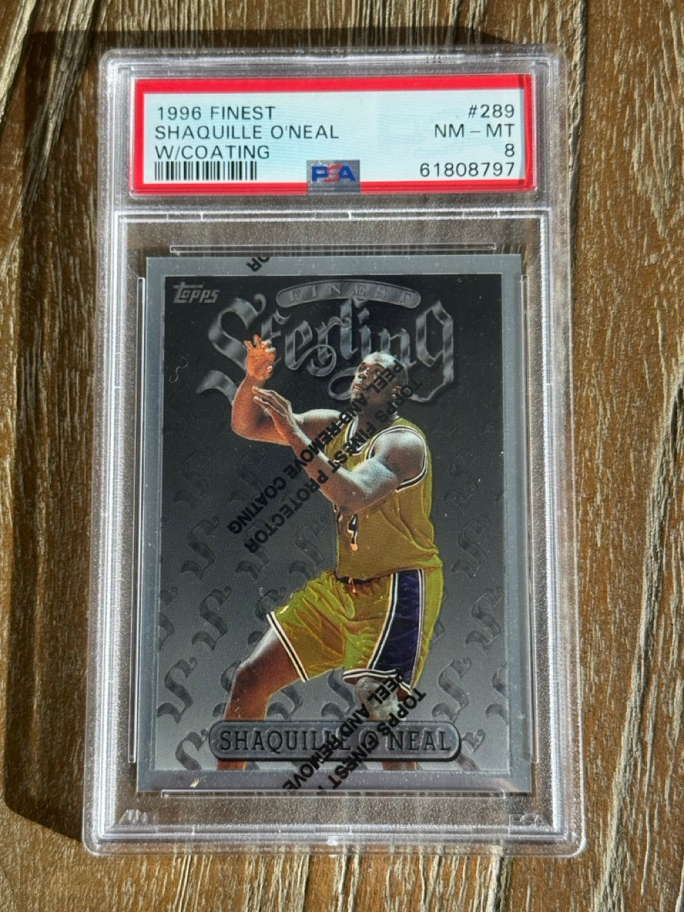 1996 Finest Shaquille O'Neal #289 With Coating PSA 8 front