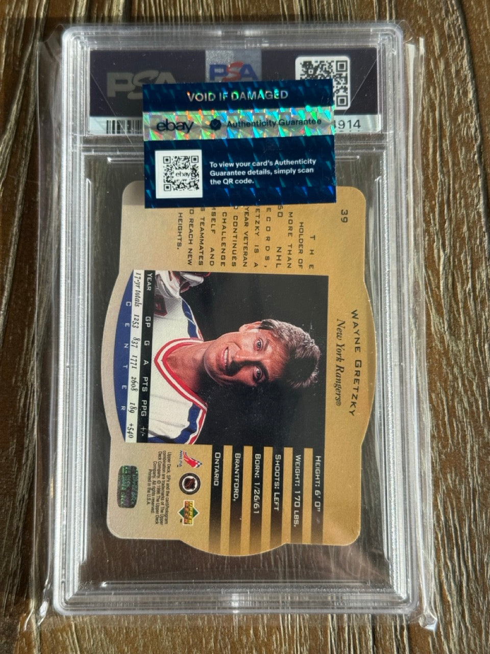 1996 SPx Wayne Gretzky Gold #39 PSA 10 back