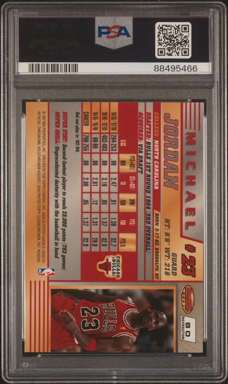 1996 Bowman's Best Michael Jordan Refractor #80 PSA 10 RARE POP 17 - back