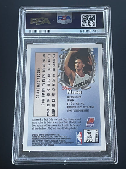 1996 Finest Steve Nash Rookie #75 With Coating PSA 10 RC Phoenix Suns - back