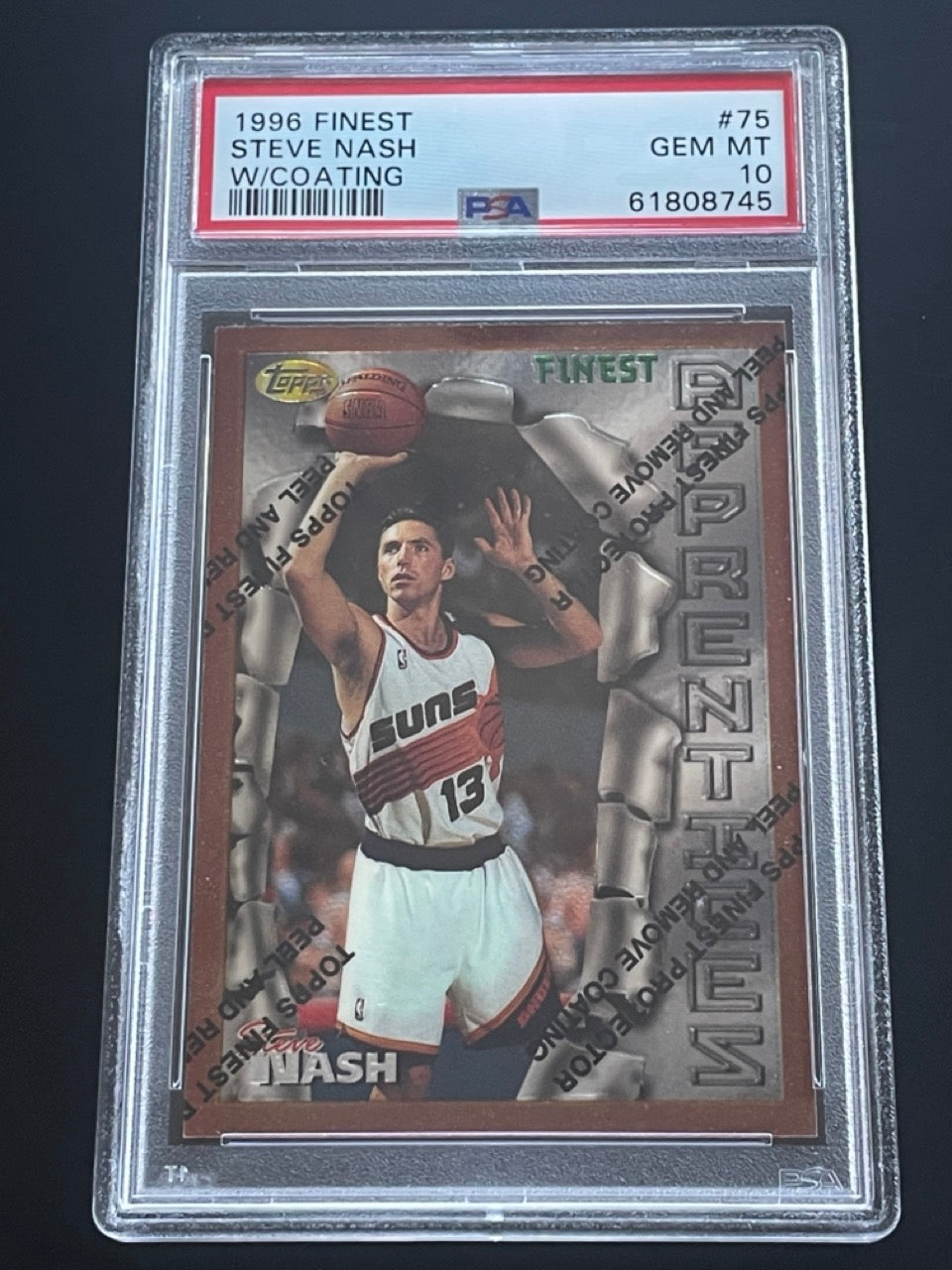 1996 Finest Steve Nash Rookie #75 With Coating PSA 10 RC Phoenix Suns