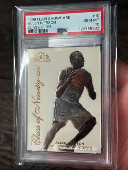 1996 Flair Showcase Allen Iverson Class of '96 RC #10 PSA 10 - angled