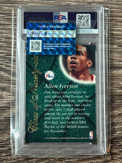 1996 Flair Showcase Allen Iverson Class of '96 RC #10 PSA 10 - back