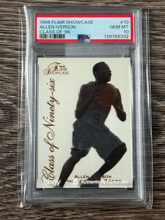 1996 Flair Showcase Allen Iverson Class of '96 RC #10 PSA 10