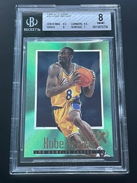 1996 Skybox E-X2000 Kobe Bryant #30 Rookie Card BGS 8 Lakers