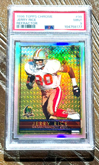 1996 Topps Chrome Jerry Rice Refractor #98 PSA 9