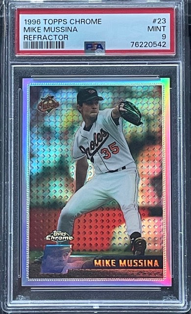 1996 Topps Chrome Mike Mussina Refractor #23 PSA 9 Mint Baltimore Orioles
