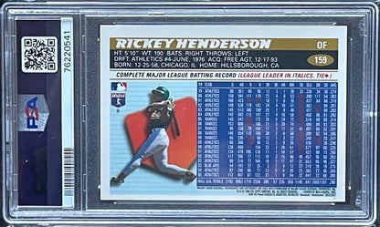 1996 Topps Chrome Rickey Henderson Refractor #159 PSA 9 Mint Oakland A's - back