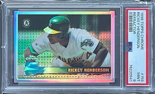 1996 Topps Chrome Rickey Henderson Refractor #159 PSA 9 Mint Oakland A's