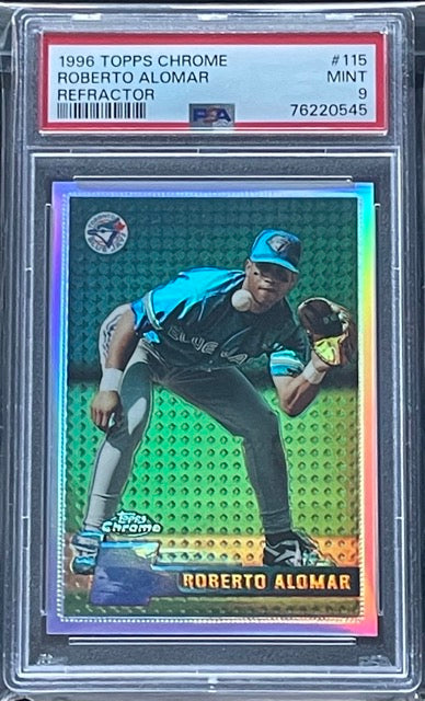 1996 Topps Chrome Roberto Alomar Refractor #115 PSA 9 Mint Toronto Blue Jays