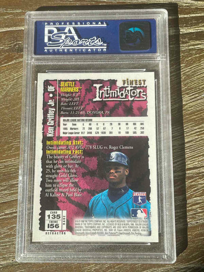 1996 Topps Finest Ken Griffey Jr. Gold Refractor with Coating #135 PSA 10 - back