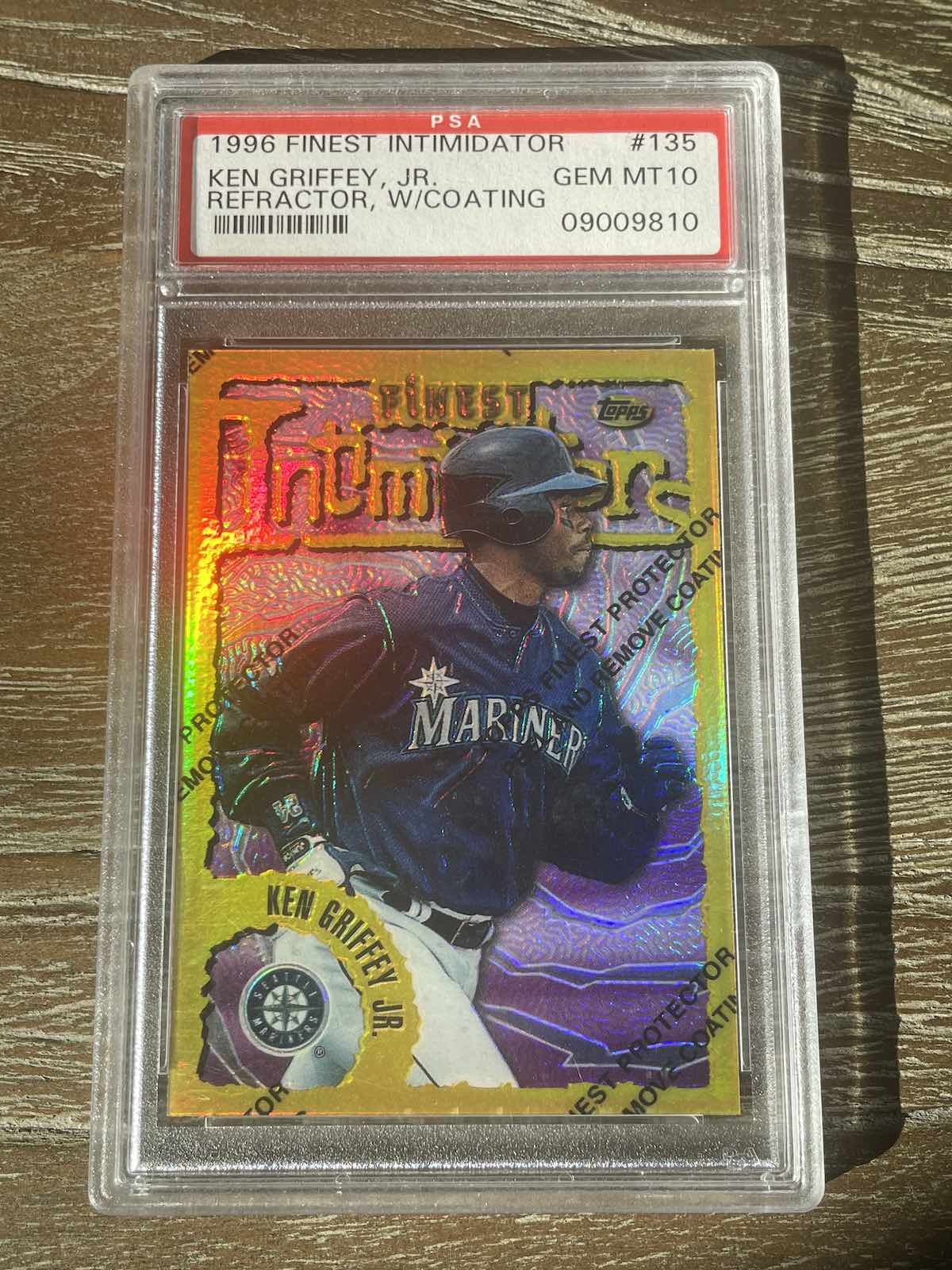 1996 Topps Finest Ken Griffey Jr. Gold Refractor with Coating #135 PSA 10