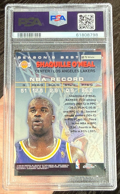 1997 Topps Chrome Shaquille O'Neal Season's Best Refractor #21 PSA 8 back