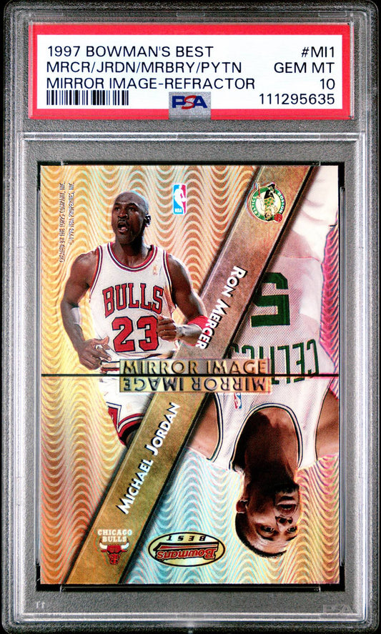 1997 Bowman's Best Mirror Image Refractor Michael Jordan/Marbury/Payton #M1 PSA 10
