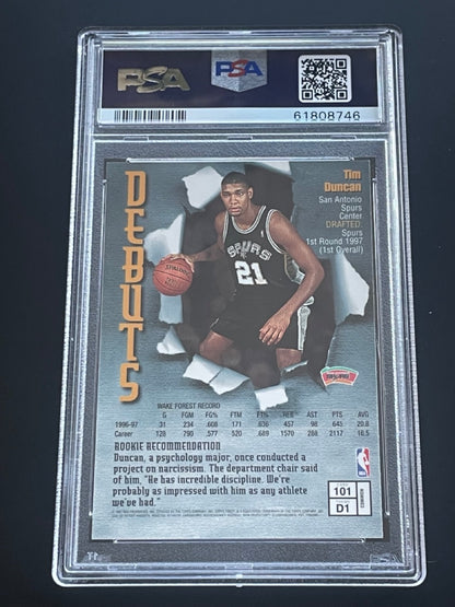 1997 Finest Tim Duncan #101 PSA 9 San Antonio Spurs - back