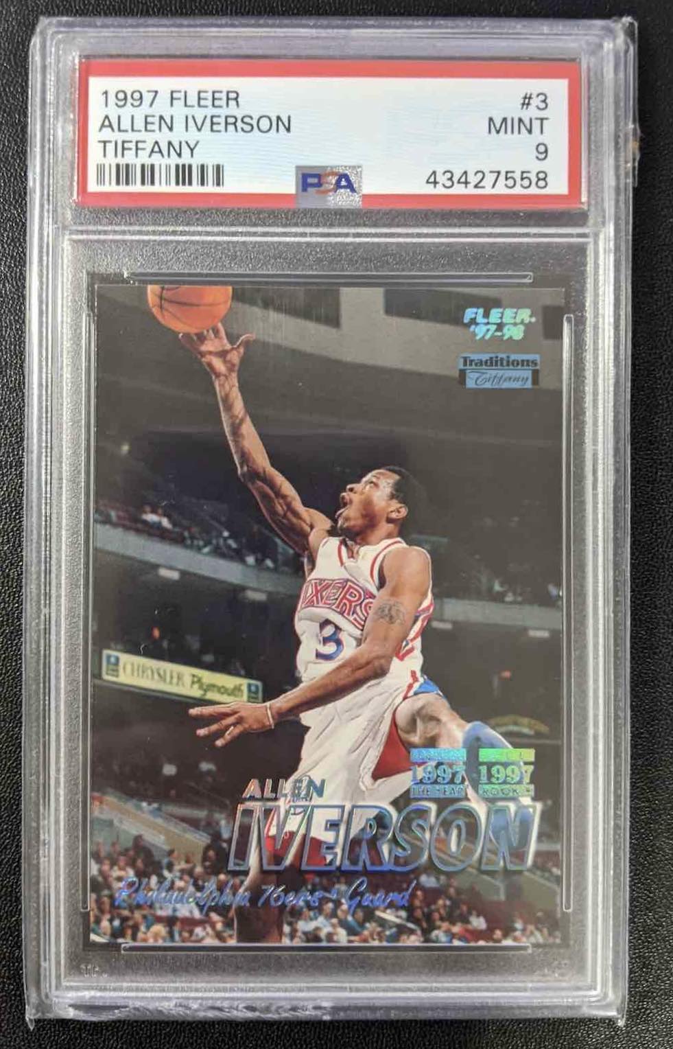 1997 Fleer Allen Iverson Tiffany #3 PSA 9