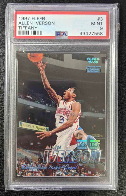 1997 Fleer Allen Iverson Tiffany #3 PSA 9