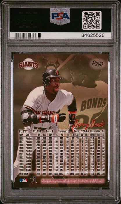 1997 Fleer Ultra Barry Bonds Platinum Medallion #P290 PSA 9 MINT - back