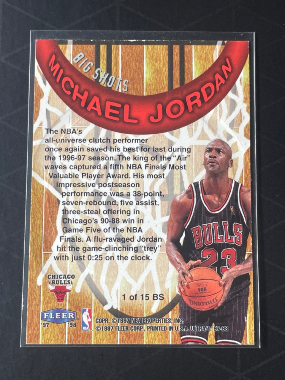 1997 Fleer Ultra Michael Jordan Big Shots #1 Chicago Bulls - back