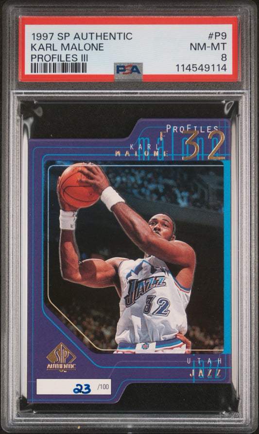 1997 SP Authentic Karl Malone Profiles III /100 #P9 PSA 8