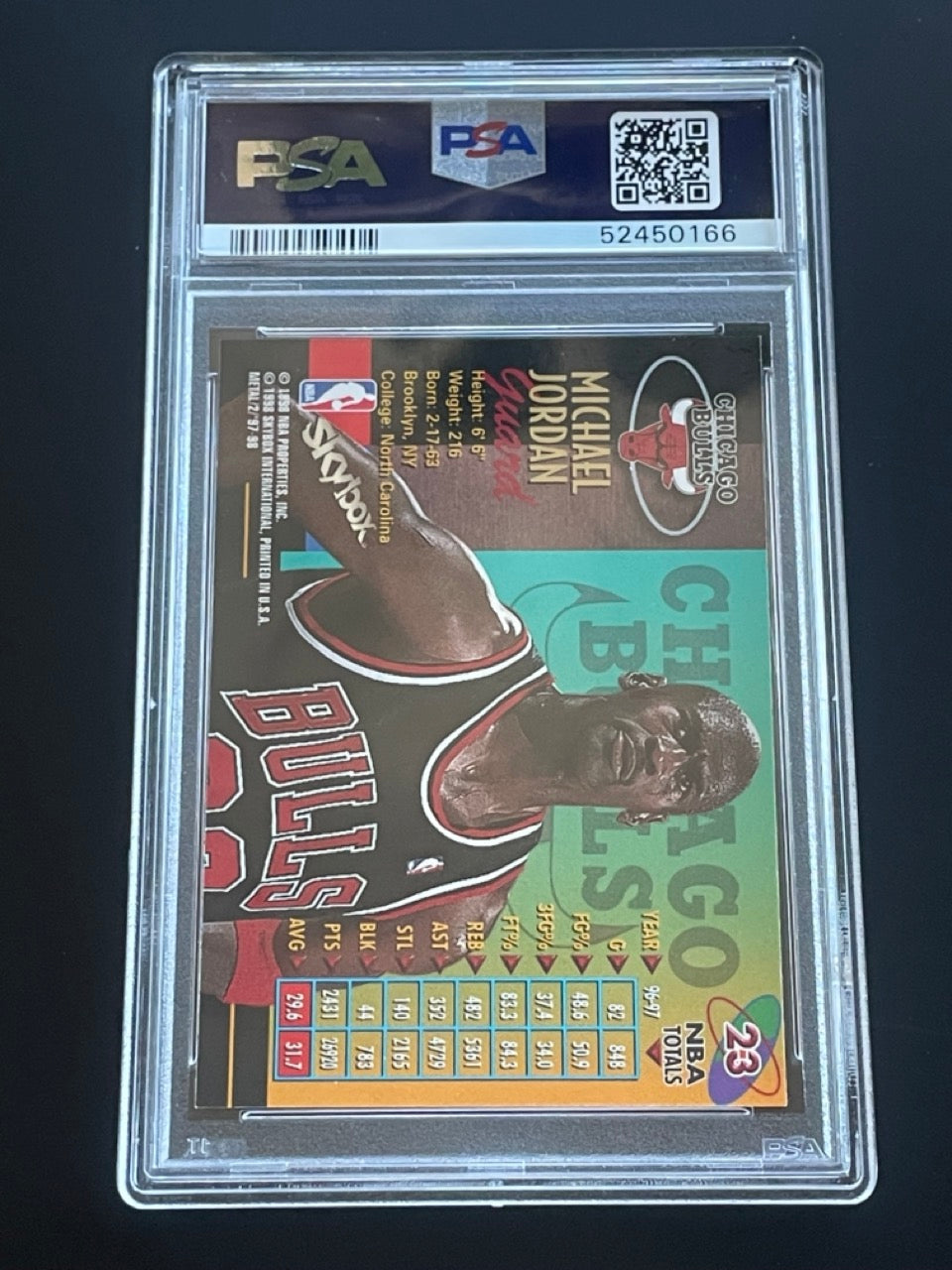 1997 Skybox Metal Universe Championship Michael Jordan #23 PSA 9 Chicago Bulls - back