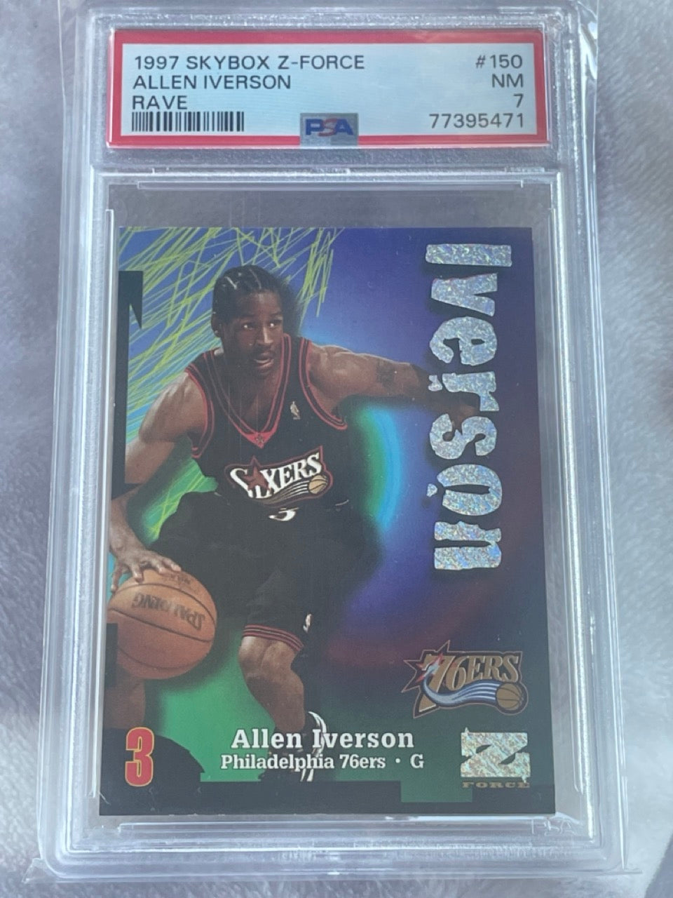 1997 Skybox Z-Force Allen Iverson Rave #150 /399 PSA 7 Sixers