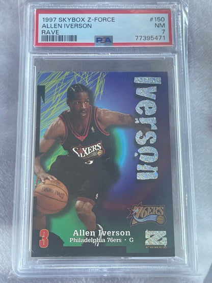 1997 Skybox Z-Force Allen Iverson Rave #150 /399 PSA 7 Sixers